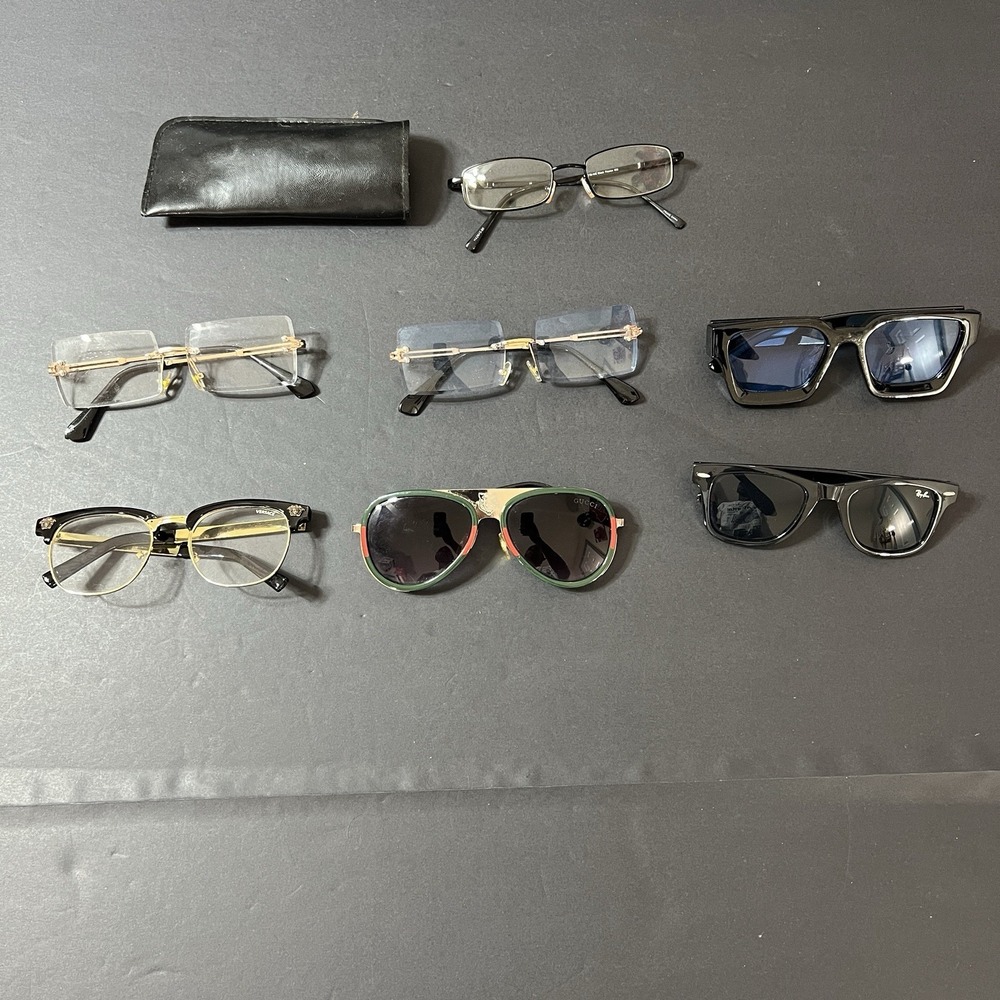 Lot of 8 Vintage Mens Womens Eyeglasses Frames Retro Gucci Versace RayBan Others